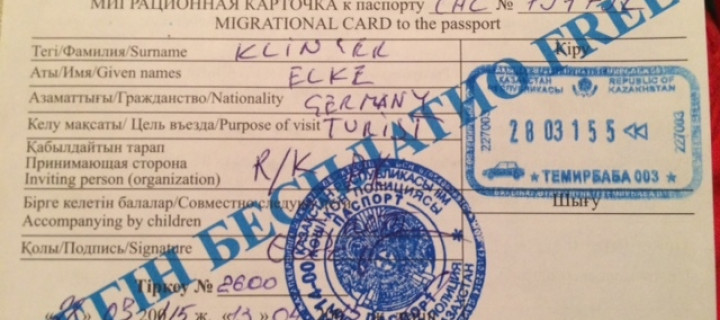 Registrierungs-Stempel bei der Einreise nach Kasachstan